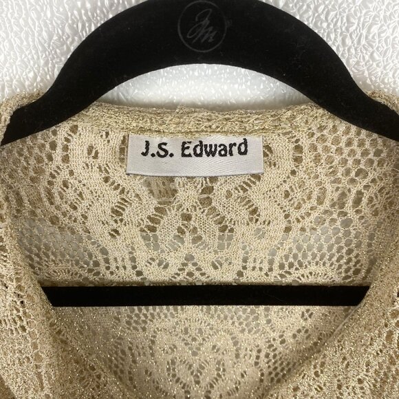 Womens Small Y2K Beige Lace Ruffle Blouse Cardigan Flared 3/4 Sleeves - Picture 3 of 11